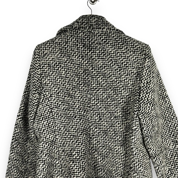 Calvin Klein Single Breasted Herringbone Wool Blend Walker Coat, Black/White, 14 - Picture 13 of 14